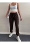 Women's Brushed Inside Scuba Fabric Diver-Style Sweatpants - Brown - 2