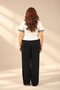 Women's Large Size Sandy Palazzo Pants with Elastic Waist - 4