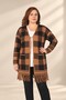 Women's Front-Tied Plaid-Patterned Skirt with Pockets and Tasseled Hem, Plus-Size Stretch Fabric Viscose Knit Cardigan - 2
