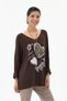 Women's Italian /Written/Oversized Knit Sweater with Leopard Print Necklace and Rhinestones, Sizes 40–46 - 4