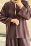44463 - Stylish, Comfortable, Soft Modal Knit Women's Top and Bottom Set with Button Details - 4