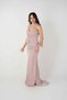 Jakar Fabric Strapless Evening Dress with Shawl Detail - Pudra - 3