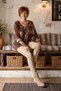 Italian Terracotta Color V-Neck Long-Sleeve Leopard Print Angora Wool Blend Oversized Knit Blouse 71 70 - 6