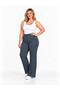 Curve Charcoal Grey High-Waisted Piped Women's Loose-Fitting Plus-Size Palazzo Pants - 2
