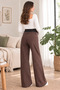 Maternity Brown Wide-Leg Jeans—Cotton-Lycra Stretch Fabric, Stretchy, Relaxed Fit - 5