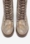 Women's Genuine Leather Thick Heel Stylish Lace-Up Boot - Taupe Color Mink Snake - 3