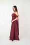 Chiffon Organza Fabric Evening Dress with Ruffle Detail - Bordo - 4