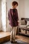 Italian Burgundy V-Neck Long-Sleeve Leopard Print Casual Angora Wool Blend Oversized Knit Blouse 71 70 - 7