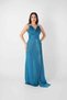 Sparkling fabric stone detailed evening dress - turquoise