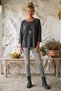 Italian Anthracite Pool-Neck Batwing Sleeve Collared Casual Oversized Knit Blouse 68 67 - 6