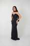 Jakar Fabric Strapless Evening Dress with Shawl Detail - Dark Blue - 2