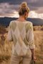 Italian Khaki V-Neck Long-Sleeve Casual Angora Wool Blend Knit Blouse with Diamond Pattern, Sizes 63 and 56 - 5