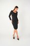 Crepe Fabric Pearl Detailed Pencil Evening Dress - BLACK - 2