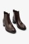 Coffee Genuine Leather Comfort Women's Heeled Boots with a Comfortable Sole - 3