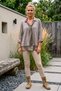 Italian Taupe Color Mink Shirt Collar, Long-Sleeve, Patterned Inside, Shirt-Style Top, Fine Knit Two-Piece Set, Woven Blouse, Sizes 69–73 - 3