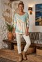Italian Turquoise Pool Neck Long-Sleeve Digital Print Casual Angora Wool Blend Knit Blouse 64 56 - 6