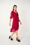 Chiffon Fabric Flounce Detailed Evening Dress - Claret Red - 2