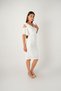 Crepe Fabric Pencil Dress with Ruched Detail - WHITE - 2