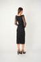 Flog Print Square Neck Pencil Dress - Black - 5