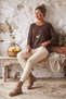 Italian Brown Pool-Neck Batwing Sleeve Collared Casual Oversized Knit Blouse 68 67 - 4