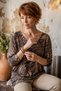 Italian Open-Neck V-Neck Long-Sleeve Leopard Print Angora Wool Blend Oversized Knit Blouse 71 70 - 3