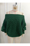 Women's madonna collar patterned cuff balloon knit blouse - 5