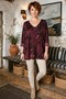 Italian Burgundy V-Neck Long-Sleeve Leopard Print Casual Angora Wool Blend Oversized Knit Blouse 71 70 - 5