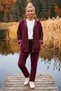 Italian Burgundy Hooded Long-Sleeve Zippered Pocket with Ribbed Corded Fabric Top and Bottom Set 69-100 70-60 - 6