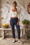 Italian Navy Blue Casual Stretch Fabric Woven Pants with Pockets, Elastic Waistband, and Tie-Detail, Narrow Leg, Style 102, Size 58 - 7