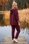 Italian Burgundy Hooded Long-Sleeve Zippered Pocket with Ribbed Corded Fabric Top and Bottom Set 69-100 70-60 - 7
