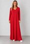 Women's V-Neck Long-Sleeve Viscose Dress, Drapey, Relaxed Fit, Comfortable Cut, Maxi Length, Bohemian Style, Timeless Elegance, Transitional, Seasonal - 4