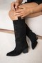 Aros Black Suede Square-Toe Stylish and Comfortable Boots with Thick Heel for Western Women - 3