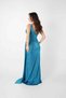Sparkling fabric stone detailed evening dress - turquoise - 4