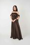 Chiffon Organza Fabric Evening Dress with Ruffle Detail - Brown - 3