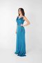 Sparkling fabric stone detailed evening dress - turquoise - 2