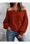 Women's madonna collar patterned cuff balloon knit blouse - 4