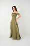 Chiffon Organza Fabric Evening Dress with Ruffle Detail - Khaki Green - 2