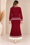 Plus size knit striped button-down suit, burgundy. - 5