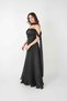 Chiffon Organza Fabric Evening Dress with Ruffle Detail - Black - 2