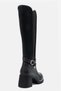 BROMLEY Women's Chunky-Heeled Boots with Black Buckles - 7