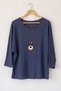 Italian Navy Blue Pool-Neck Batwing Sleeve Collared Casual Oversized Knit Blouse 68 67 - 2