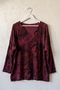 Italian Burgundy V-Neck Long-Sleeve Leopard Print Casual Angora Wool Blend Oversized Knit Blouse 71 70 - 2