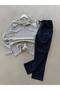 Men's Winter Half-Zip Smoke Gray and Navy Blue Sweatsuit