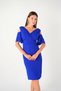 Crepe Fabric Pencil Dress with Ruched Detail - Cobalt - 2