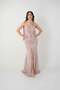 Jakar Fabric Strapless Evening Dress with Shawl Detail - Pudra