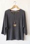 Italian Anthracite Pool-Neck Batwing Sleeve Collared Casual Oversized Knit Blouse 68 67 - 2