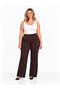 Curve Brown High-Waisted Palazzo Pants with Pockets, Women's Plus Size. - 3