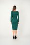 Crepe Fabric Pearl-Detail Pencil Evening Dress - EMERALD GREEN - 5