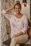 Italian Lila Pool Neck Long-Sleeve Digital Print Casual Angora Wool Blend Knit Blouse 65 55