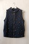 Italian Black Hooded Zipper Casual Quilted Woven Vest with Hidden Pockets and Embroidered Sequins 75 63 - 2